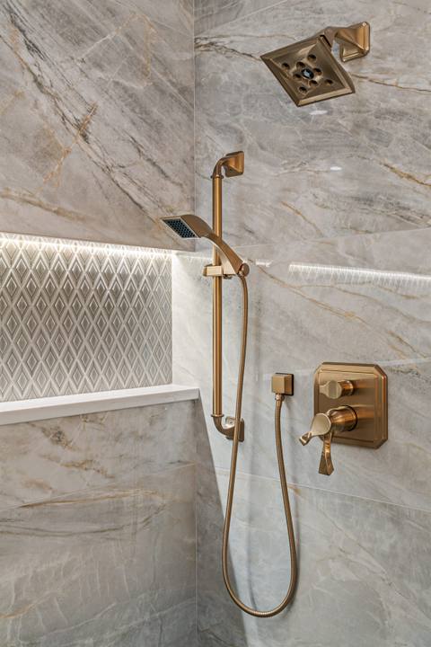 Warm Wood & Gold Accent Bathroom — photo 8