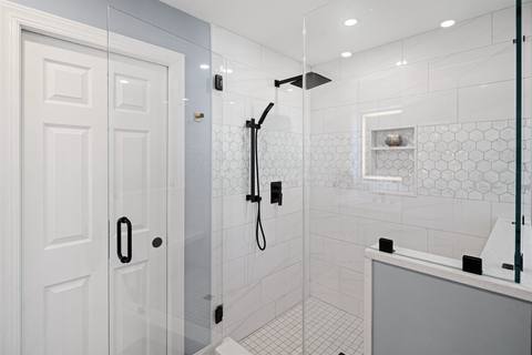 Modern Matching Bathroom Remodel — photo 3