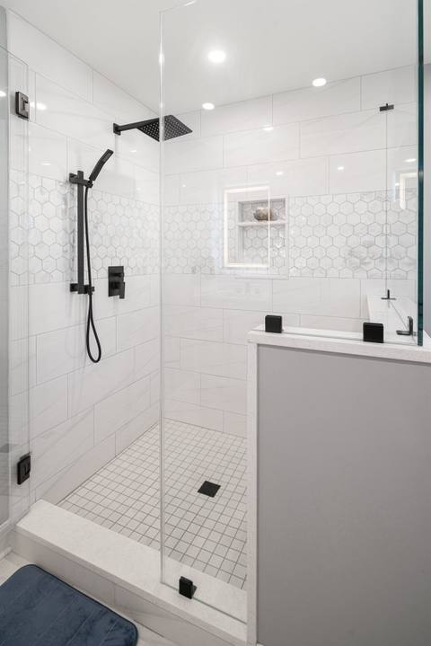 Modern Matching Bathroom Remodel — photo 4