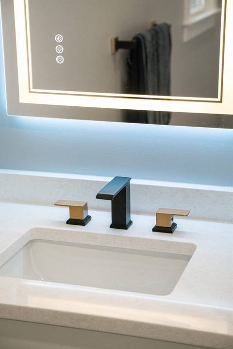 Modern Matching Bathroom Remodel — photo 9